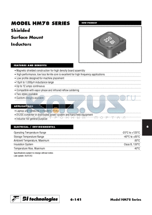 HM78 datasheet - Shielded Surface Mount Inductors