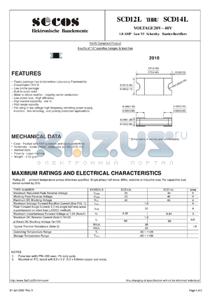 SCD14L datasheet - VOLTAGE 20V ~ 40V 1.0 AMP Low Vf Schottky Barrier Rectifier s