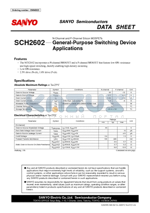 SCH2602 datasheet - N-Channel and P-Channel Silicon MOSFETs General-Purpose Switching Device