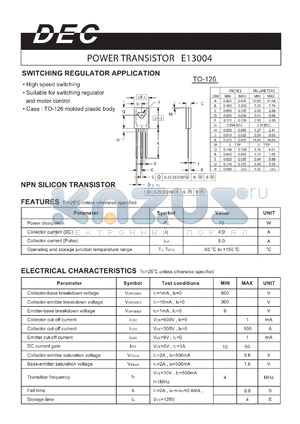 E13004TO-126 datasheet - POWER TRANSISTOR