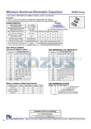NRWX datasheet - Miniature Aluminum Electrolytic Capacitors
