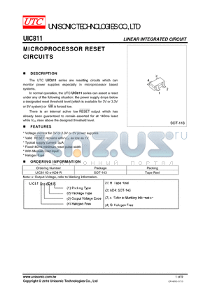 UIC811G-X-AD4-R datasheet - MICROPROCESSOR RESET CIRCUITS