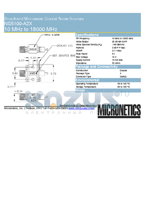 NS5100-A2X datasheet - Broadband Microwave Coaxial Noise Sources 10 MHz to 18000 MHz