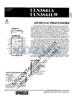 ULN3841A datasheet - AM SIGNAL PROCESSORS