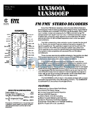 ULN3800A datasheet - FM / FMX-R STEREO DECODERS