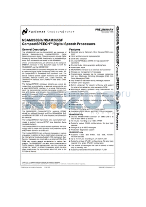 NSAM265SFA datasheet - CompactSPEECH Digital Speech Processors