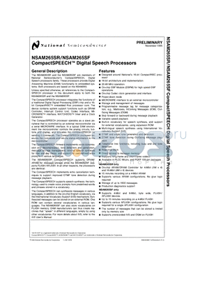NSAM265SR datasheet - CompactSPEECH Digital Speech Processors