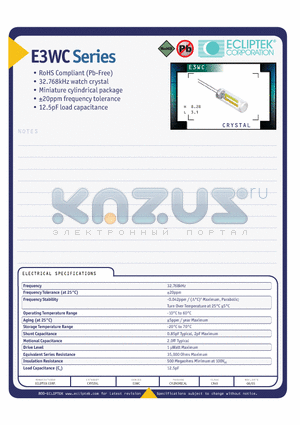 E3WCDA12-32.768K datasheet - CRYSTAL