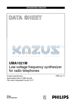 UMA1021 datasheet - Low-voltage frequency synthesizer for radio telephones