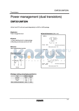 UMF20N datasheet - Power mamage,emt (dual transistors)