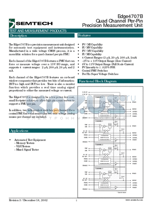 E4707BBG datasheet - Quad Channel Per-Pin Precision Measurement Unit