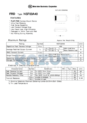 NSF03A40 datasheet - FRD - Low Forward Voltage Drop