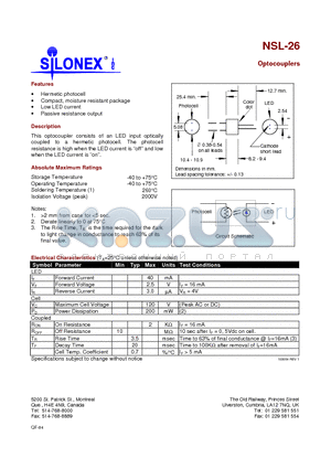 NSL-26 datasheet - Optocouplers