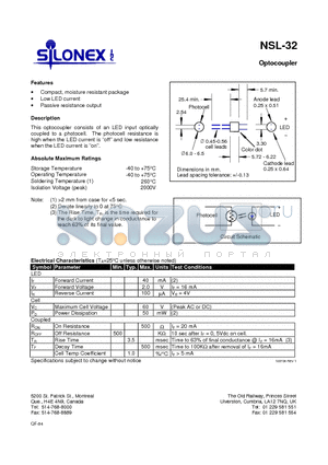 NSL-32 datasheet - Optocoupler