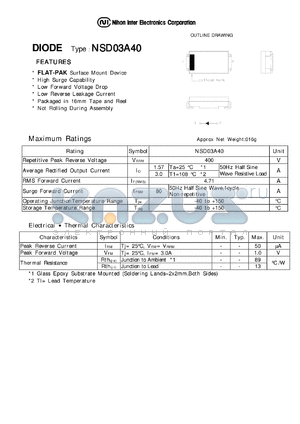 NSD03A40 datasheet - Low Forward Voltage Drop Diode