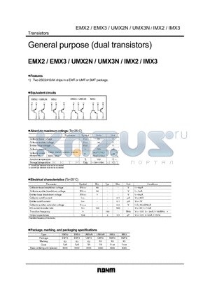 UMX3N datasheet - General purpose (dual transistors)