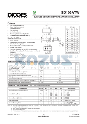 SD103ATW_1 datasheet - SURFACE MOUNT SCHOTTKY BARRIER DIODE ARRAY