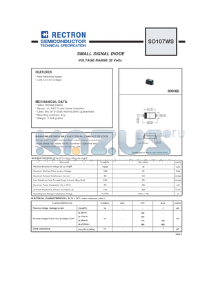 SD107WS datasheet - SMALL SIGNAL DIODE VOLTAGE RANGE 30 Volts