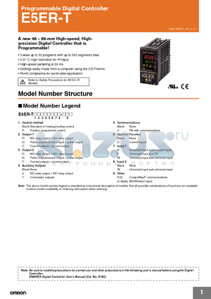 E5ER-TPRTDF datasheet - Programmable Digital Controller