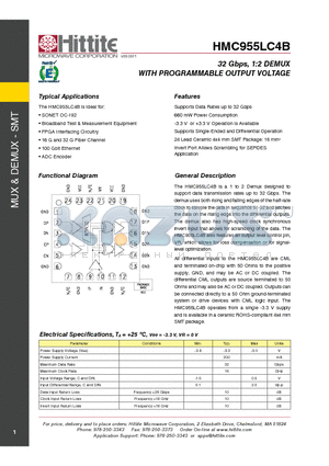HMC955LC4B datasheet - WITH PROGRAMMABLE OUTPUT VOLTAGE