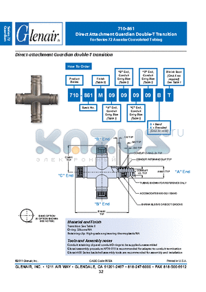 710-861 datasheet - Direct Attachment Guardian Double-T Transition For Series 72 Annular Convoluted Tubing