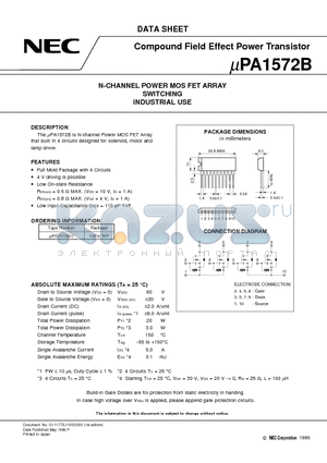 UPA1572BH datasheet - N-CHANNEL POWER MOS FET ARRAY SWITCHING INDUSTRIAL USE