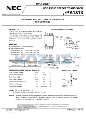 UPA1813 datasheet - P-CHANNEL MOS FIELD EFFECT TRANSISTOR FOR SWITCHING