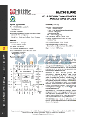 HMC983LP5E datasheet - DC - 7 GHZ FRACTIONAL-N DIVIDER AND FREQUENCY SWEEPER
