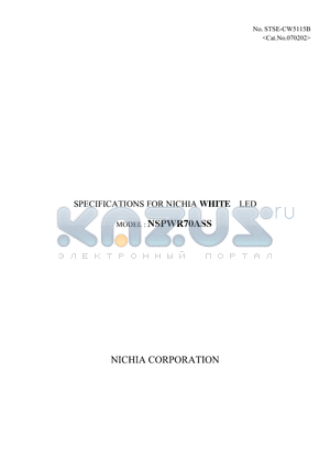 NSPWR70ASS datasheet - SPECIFICATIONS FOR NICHIA WHITE LED