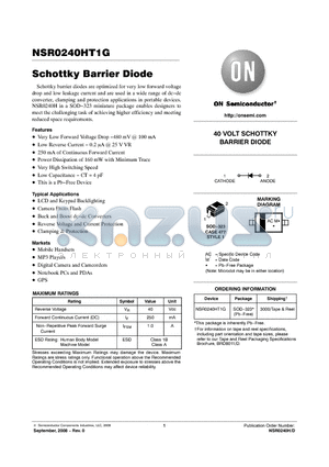 NSR0240HT1G datasheet - Schottky Barrier Diode