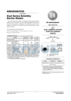 NSR30CM3T5G datasheet - Dual Series Schottky Barrier Diodes