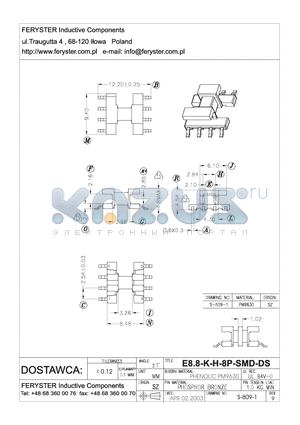 E8.8-K-H-8P-SMD-DS datasheet - COIL FORMER