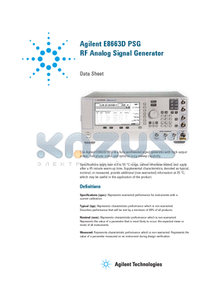 E8663D datasheet - PSG RF Analog Signal Generator