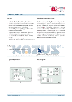 E910.54 datasheet - FlexRay Transceiver