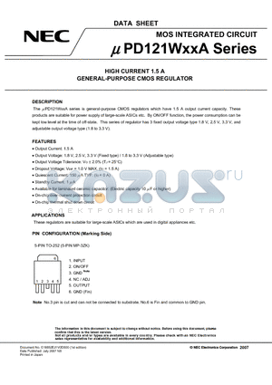UPD121W25AT1F-E1-AT datasheet - MOS INTEGRATED CIRCUIT