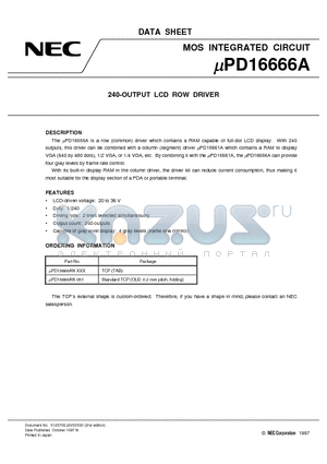 UPD16666A datasheet - 240-OUTPUT LCD ROW DRIVER