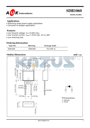 SDB1060 datasheet - Schottky Rectifier