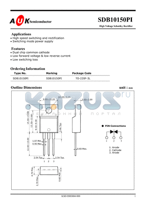 SDB10150PI datasheet - High Voltage Schottky Rectifier