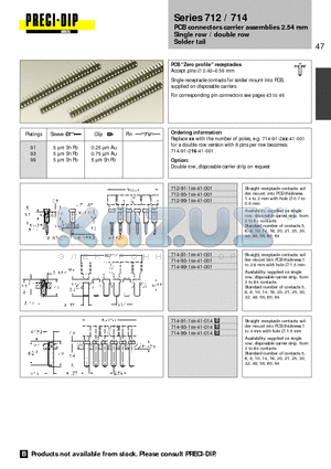 712-91-116-41-001 datasheet - PCB connectors carrier assemblies 2.54 mm Single row / double row Solder tail