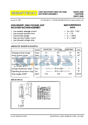 SDHF2.5KM datasheet - FAST RECOVERY HIGH VOLTAGE RECTIFIER ASSEMBLY