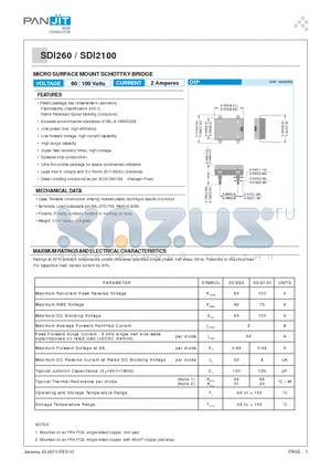 SDI260 datasheet - MICRO SURFACE MOUNT SCHOTTKY BRIDGE