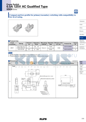 SDKNA20700 datasheet - 0.5A 125V AC Qualified Type