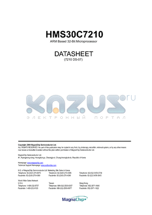 HMS30C7210 datasheet - ARM Based 32-Bit Microprocessor