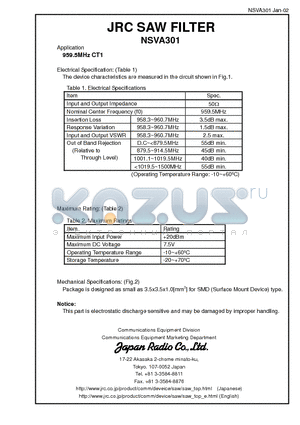 NSVA301 datasheet - JRC SAW FILTER