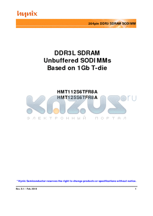 HMT112S6TFR8A-H9 datasheet - 204pin DDR3 SDRAM SODIMM