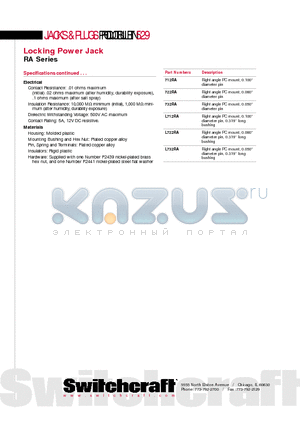 712RA datasheet - Locking Power Jack