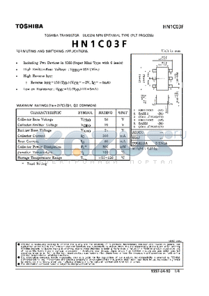 HN1C03F datasheet - NPN EPITAXIAL TYPE (FOR MUTING AND SWITCHING APPLICATIONS)