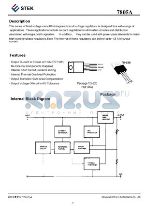 7805A datasheet - fixed-voltage monolithicintegrated-circuit voltage regulators