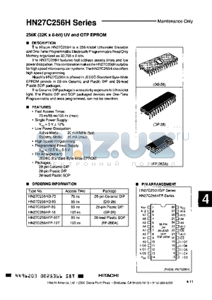 HN27C256HFP-85T datasheet - 256k (32k x 8-bit) UV and OPT EPROM