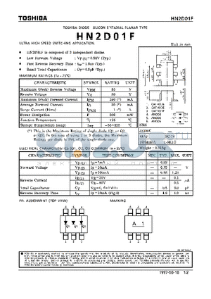 HN2D01F datasheet - DIODE (ULTRA HIGH SPEED SWITCHING APPLICATIONS)